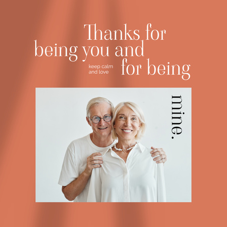 Valentine's Day Holiday Greeting with Elderly Couple Instagram Design Template
