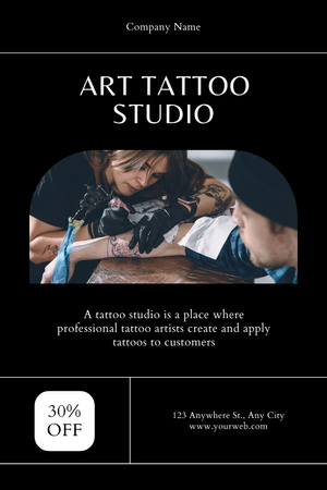 Plantilla de diseño de Tatuajes seguros y creativos en estudio con descuento Pinterest 