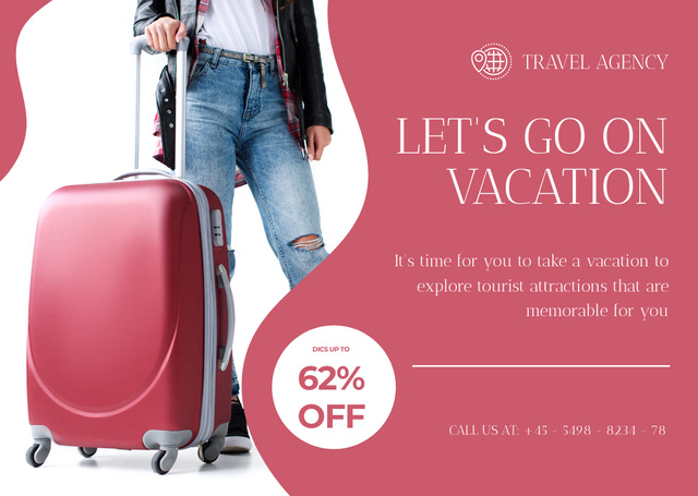 Plantilla de diseño de Travel Agency Services For Vacation With Discounts Card 
