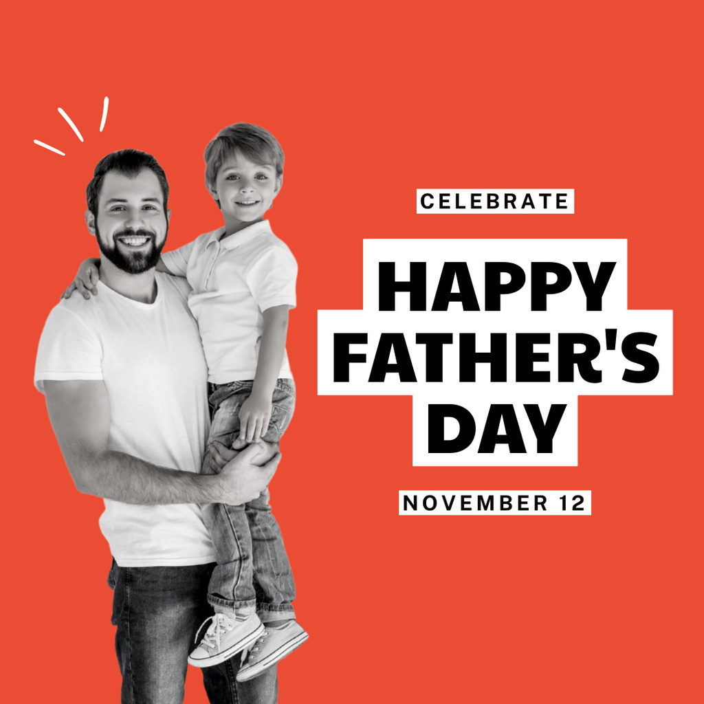 Father's day Celebration Together With Kid Instagram Tasarım Şablonu
