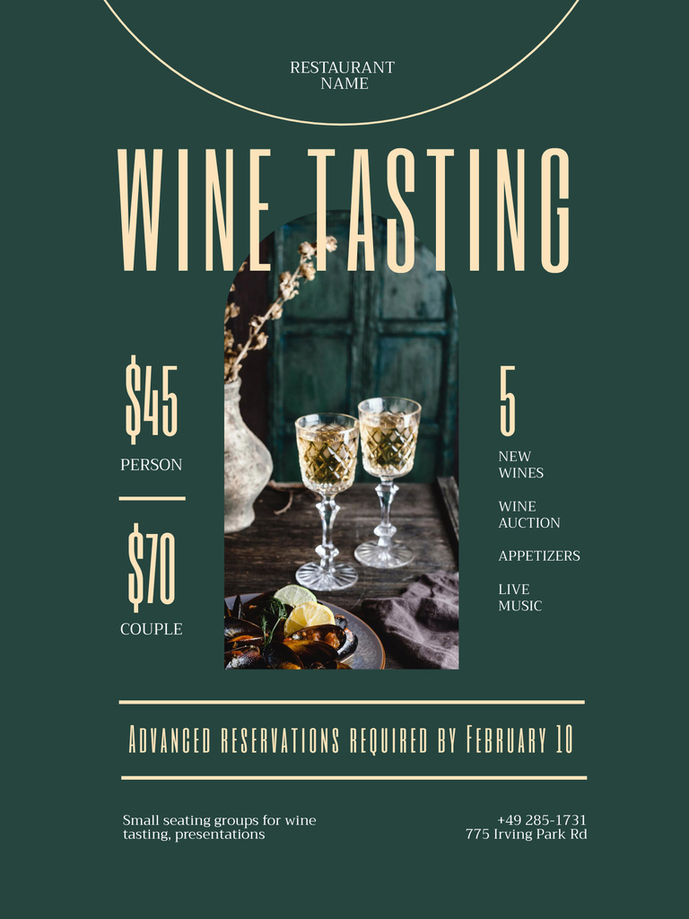 Platilla de diseño Wine Tasting Announcement with Wineglasses Poster US