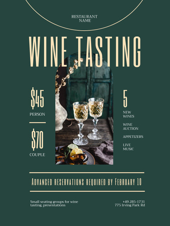 Wine Tasting Announcement with Wineglasses Poster US Design Template