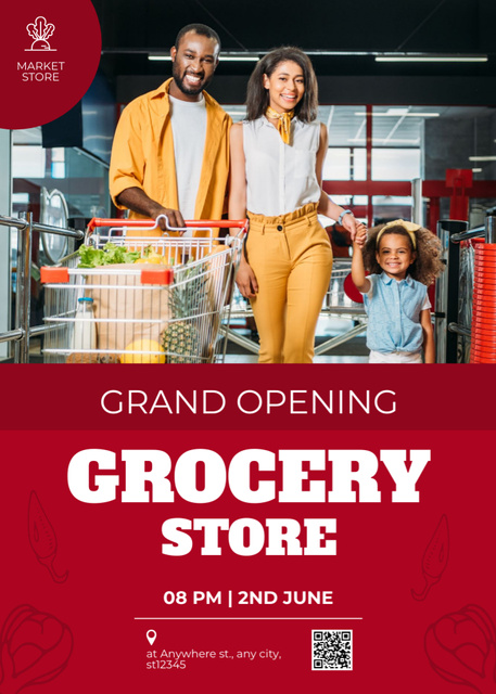 Plantilla de diseño de Grocery Store Opening Announcement Flayer 