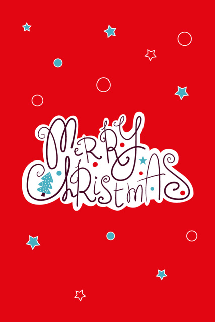 Cute Christmas Cheers on Red Postcard 4x6in Vertical Design Template
