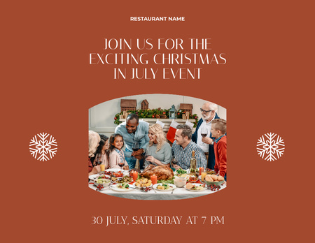July Christmas Party Announcement Flyer 8.5x11in Horizontalデザインテンプレート