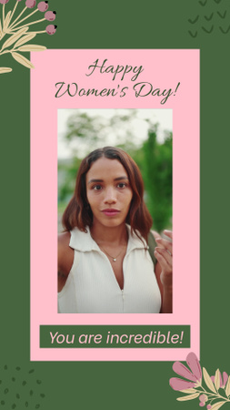 Happy Women's Day Cheers With Motivational Phrase Instagram Video Story Design Template