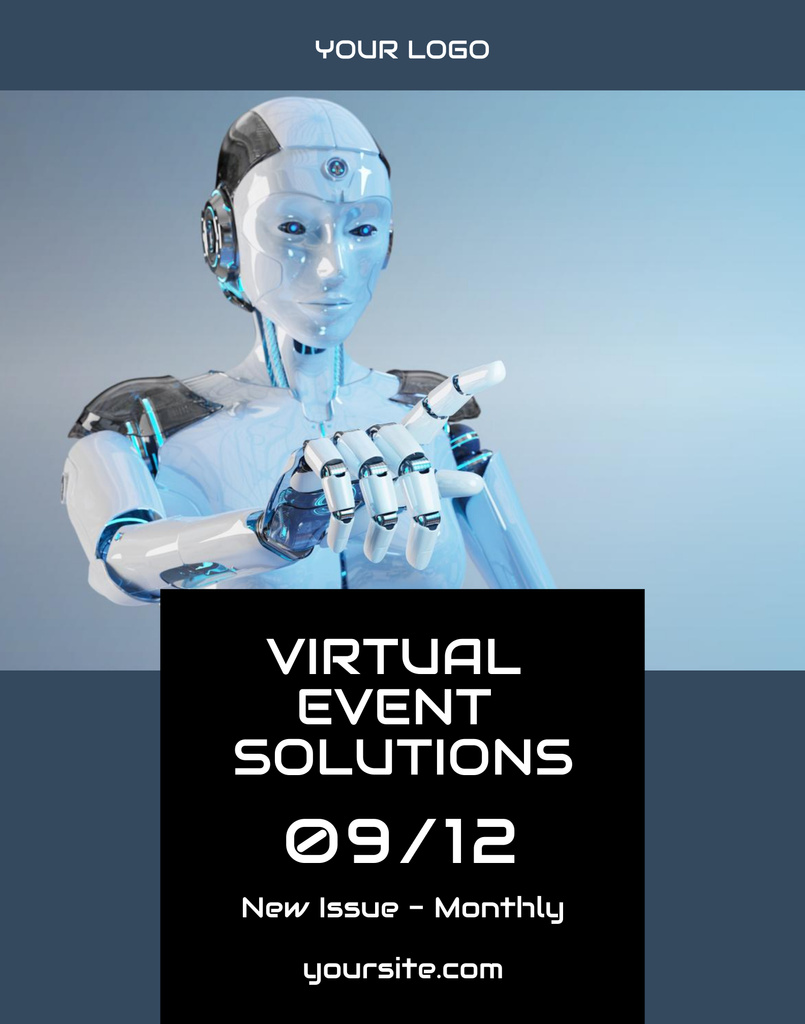 Designvorlage Ad of Virtual Reality Event with Robot für Poster 22x28in