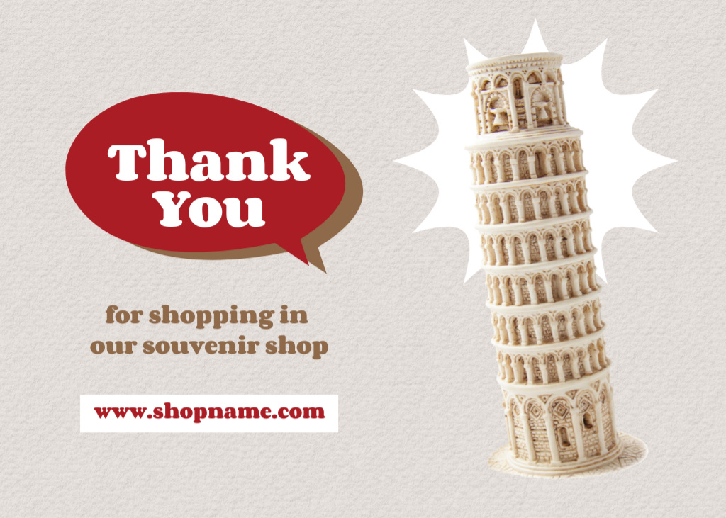 Souvenir Shopping with Tower of Pisa Postcard 5x7in Tasarım Şablonu