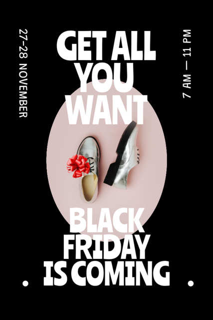 Stylish Shoes Sale on Black Friday Flyer 4x6in Design Template