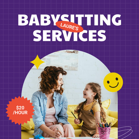 Ontwerpsjabloon van Instagram van Babysitting Service Ad
