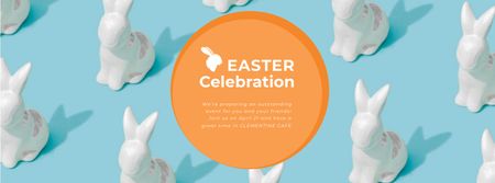 Easter Greeting Bunny Figures in blue Facebook Video cover Design Template