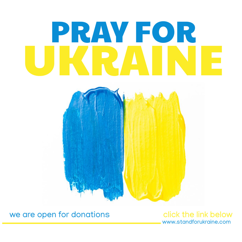Designvorlage Pray for Ukraine Phrase with Blue and Yellow Colors für Instagram