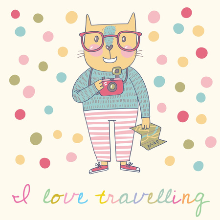 Modèle de visuel Motivational Travelling Quote with Cute Cat - Instagram