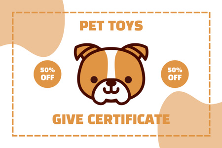 Template di design Buono sconto giocattoli per animali domestici Gift Certificate