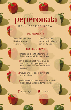 Pepper Stew Cooking Steps Recipe Card Design Template