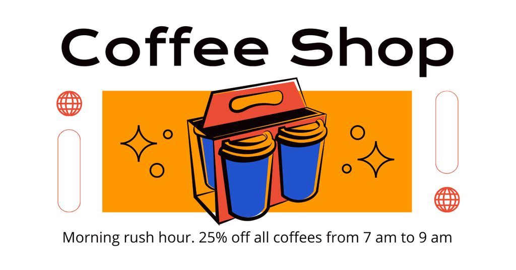 Coffee Shop Offer Discounted Hours For Beverages Facebook AD Πρότυπο σχεδίασης