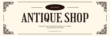 Antique Shop Promotion With Description And Ornaments Twitter Design Template