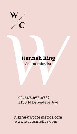 Cosmetologist Service Offer Business Card US Vertical Design Template