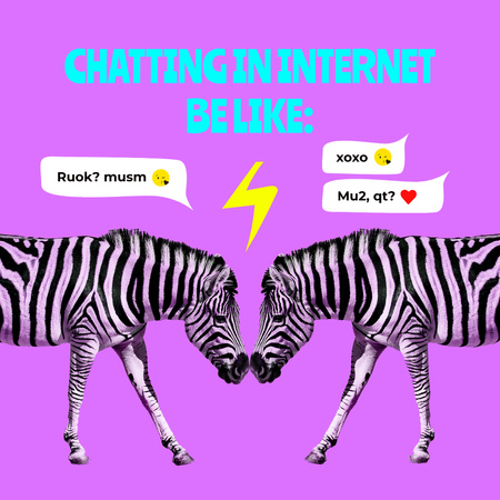 Chatting in Internet Comparison with Funny Zebras Instagram Tasarım Şablonu