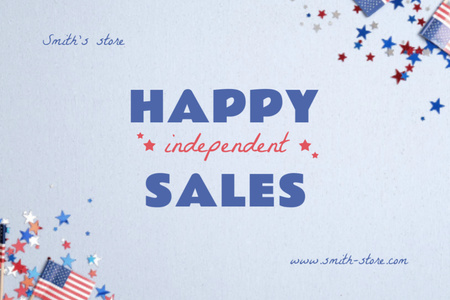 National Independence Sale in USA Postcard 4x6in Design Template