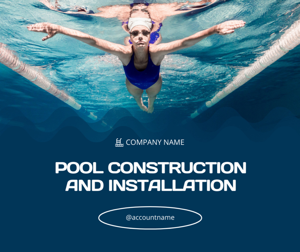 Ontwerpsjabloon van Facebook van Construction and Installation of Athletic Swimming Pools with Swimmer