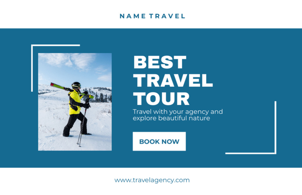 Best Winter Travel Tours Promo Thank You Card 5.5x8.5in Šablona návrhu