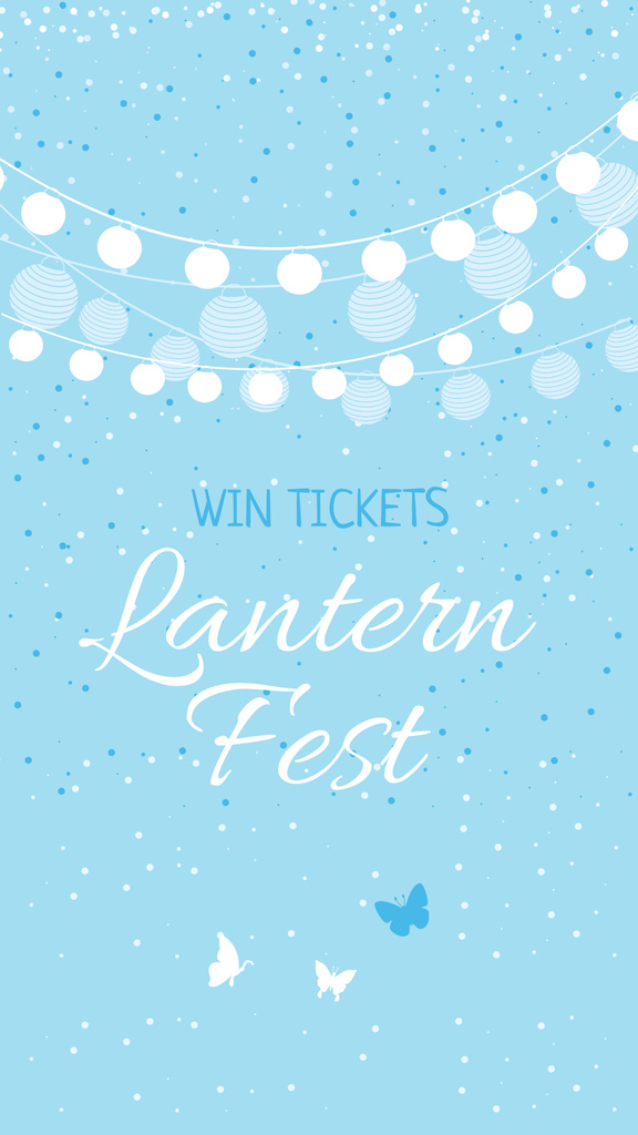 Ontwerpsjabloon van Instagram Story van Lantern Festival Announcement with Garlands and Butterflies