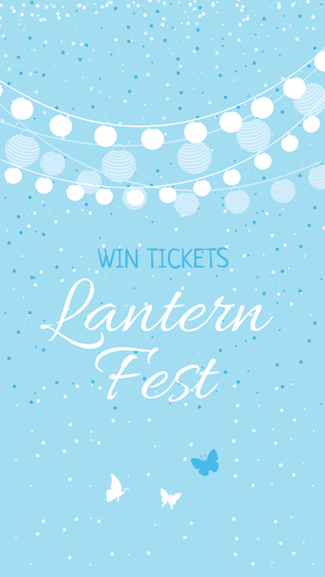 Plantilla de diseño de Lantern Festival Announcement with Garlands and Butterflies Instagram Story 