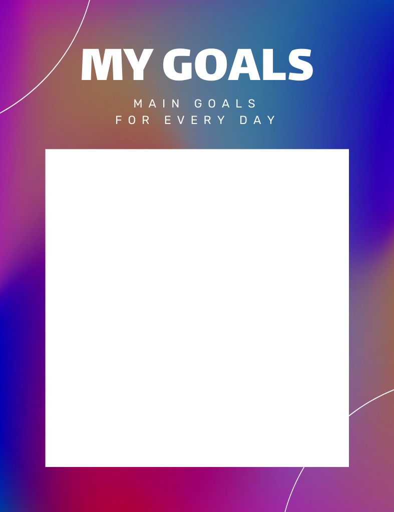 Daily Goals Planner on Blue and Purple Gradient Notepad 107x139mm – шаблон для дизайна