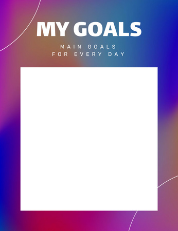 Designvorlage Daily Goals Planner on Blue and Purple Gradient für Notepad 107x139mm