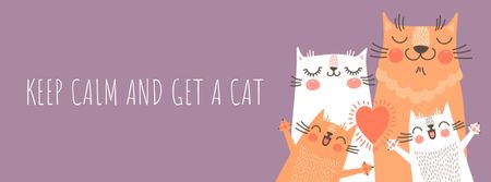 Modèle de visuel Quote with cute Family of Cats - Facebook cover