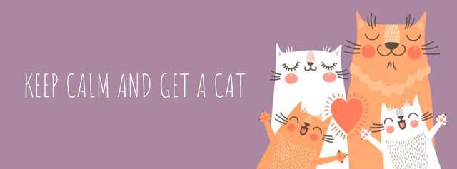 Quote with cute Family of Cats Facebook coverデザインテンプレート