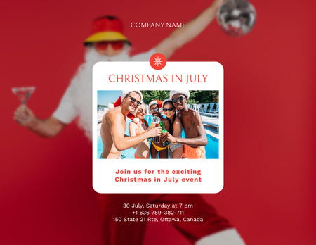 Christmas Party in July with People Having Fun in Water Pool Flyer 8.5x11in Horizontal – шаблон для дизайну