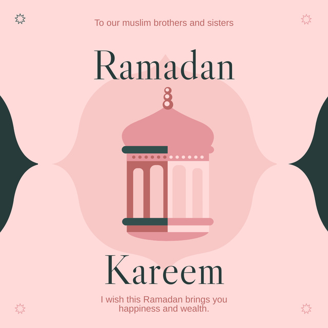 Ramadan Holiday Greeting on Pink Instagram Design Template