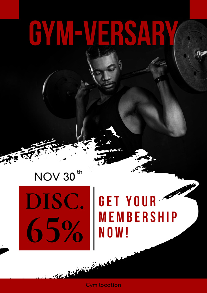 Gym Promotion with Bodybuilder Man Poster Modelo de Design