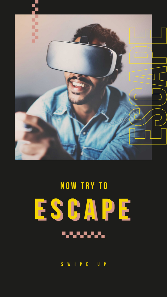 Virtual Reality Ad with Man in glasses Instagram Story Design Template