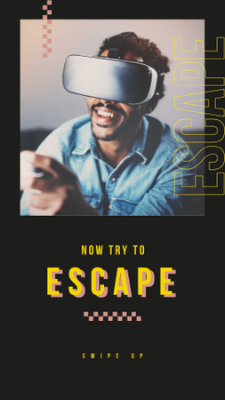 Virtual Reality Ad with Man in glasses Instagram Story – шаблон для дизайну