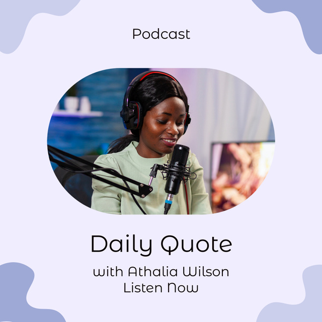 Podcast with Daily Quote Podcast Coverデザインテンプレート