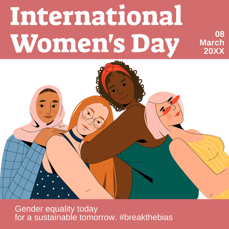 Farklı Kadınlarla Dünya Kadınlar Günü Kutlaması Instagram Tasarım Şablonu