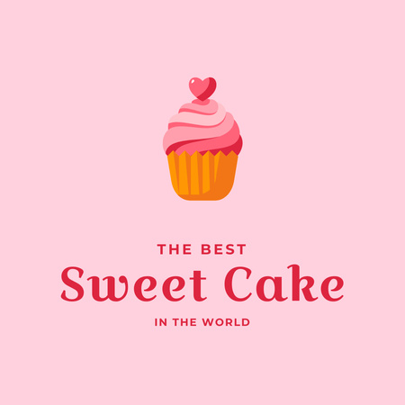 Best Homemade Bakery Ad with Cupcake Logo 1080x1080pxデザインテンプレート