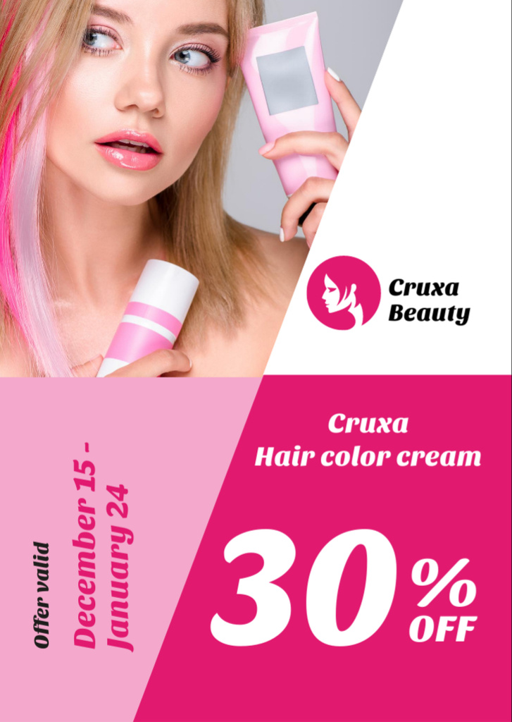 Ontwerpsjabloon van Flyer A6 van Hydrating Hair Color Cream Sale Offer