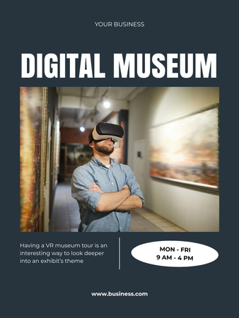 Designvorlage Mann auf virtuellem Museumsrundgang für Poster US