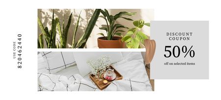 Platilla de diseño Home Decor Offer with Flowerpots Coupon 3.75x8.25in