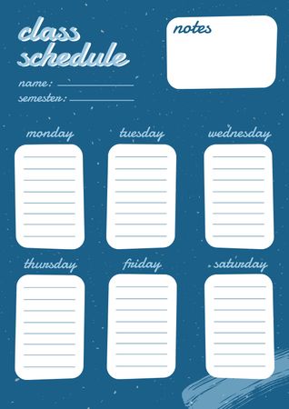 Weekly Class Schedule Schedule Planner Tasarım Şablonu