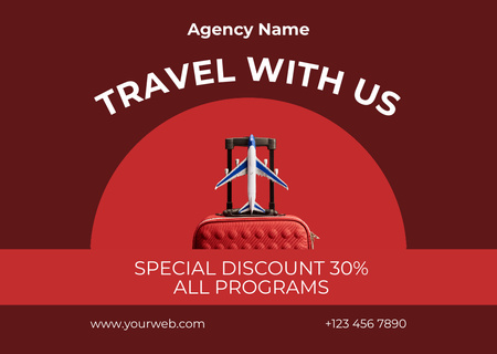 Travel Agency's Services Offer on Red Card Design Template