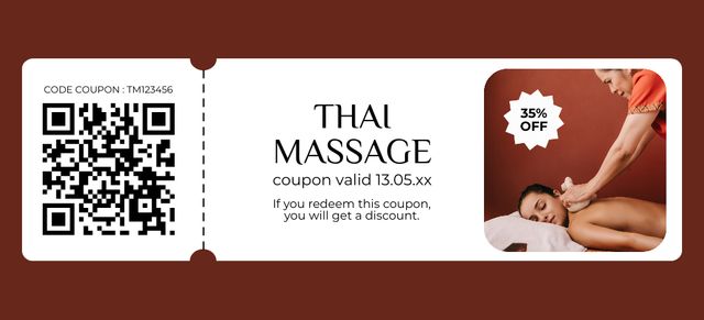 Thai Massage Services Offer Coupon 3.75x8.25in Tasarım Şablonu