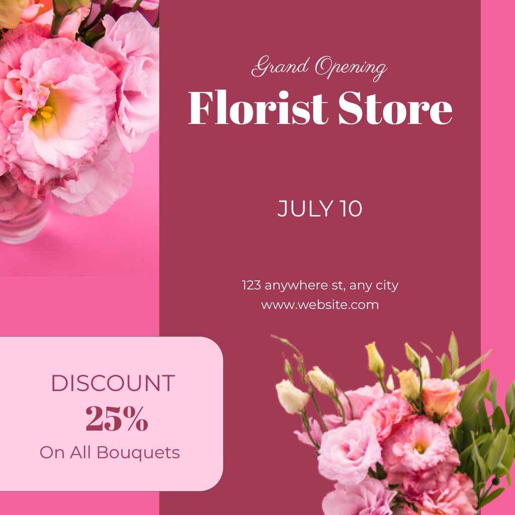 Ontwerpsjabloon van Instagram van Florist Store Grand Opening Announcement