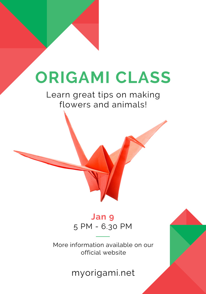 Modèle de visuel Origami Class Invitation with Paper Swan - Poster 28x40in