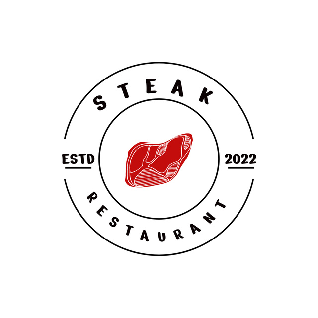 Restaurant Emblem with Juicy Steak Logo 1080x1080pxデザインテンプレート