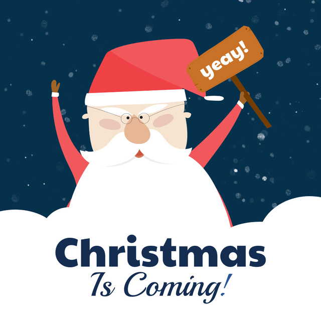 Christmas Is Coming Quote with Santa Instagram – шаблон для дизайна